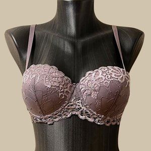 Pewter Strapless Lace Push Up Bra...Brand: Lumie